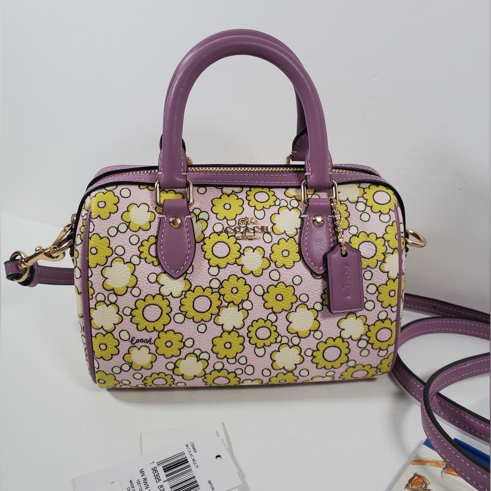 Coach Mini Rowan Crossbody Bag With Floral Print NWT